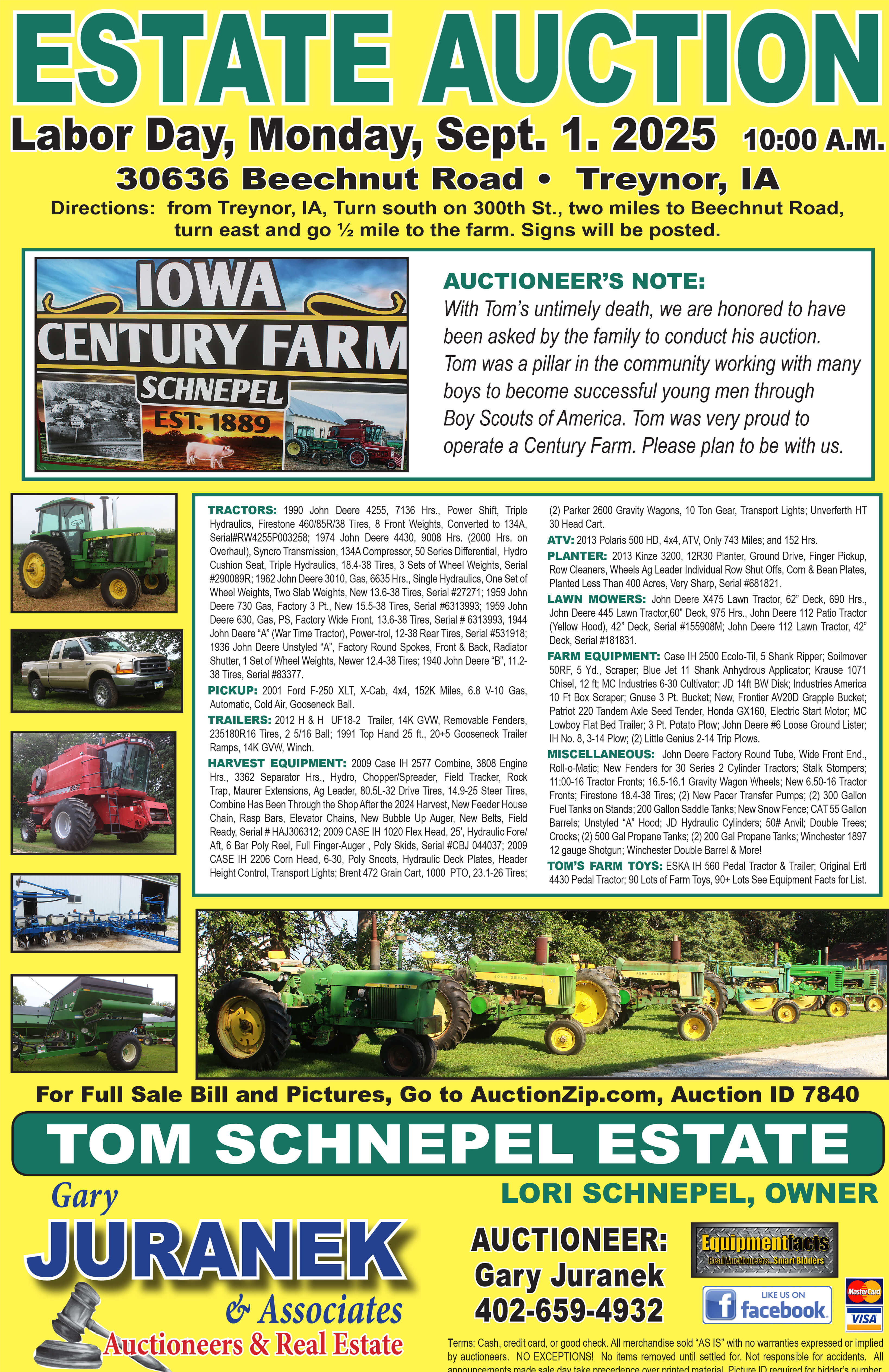 Tom Schnepel Auction September 1, 2025